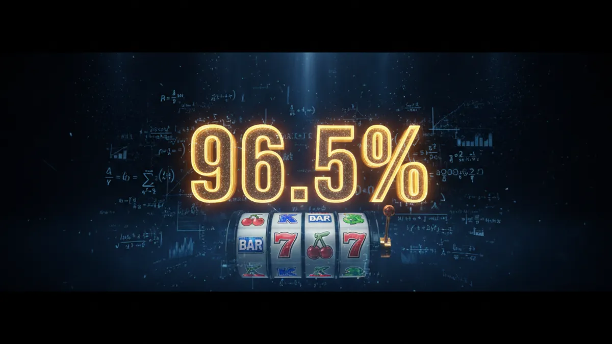 RTP 老虎機回報率概念圖：金色齒輪與百分比符號，代表老虎機的回報機制
